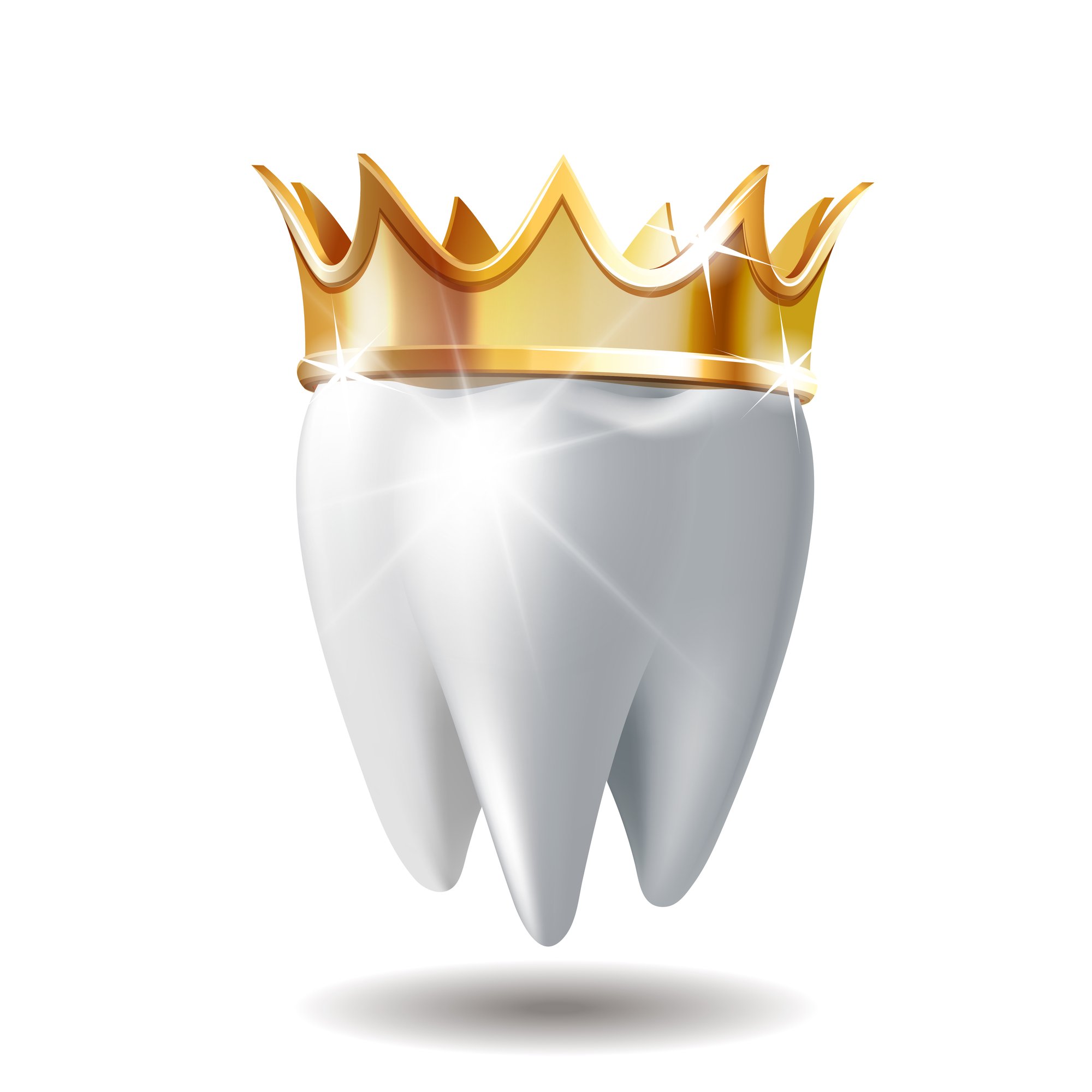 white tooth with gold crown